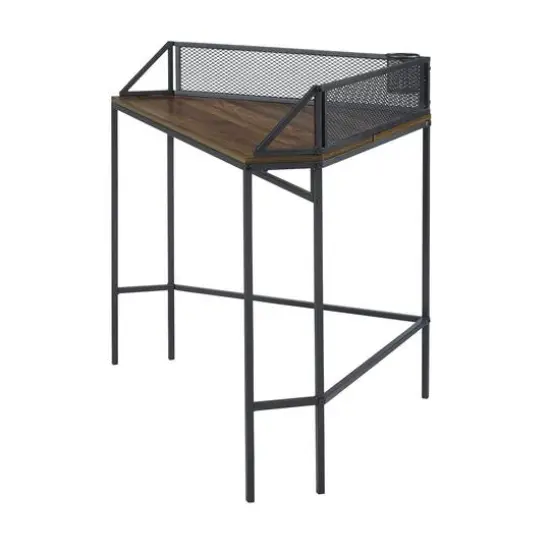 Walker Edison 42" Dark Walnut Industrial Corner Desk {6}