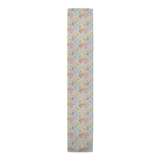 72" Wild Flower Floral Cotton Twill Table Runner Blue {4}