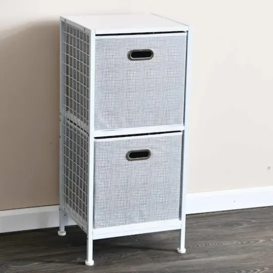 2 Pack Household Essentials 13" Fabric Storage Bins White Mix {3}