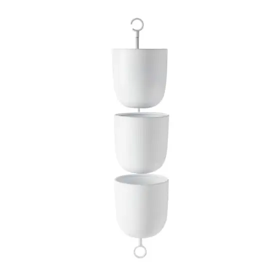 25" White Metal Contemporary 3-Pot Hanging Planter {4}