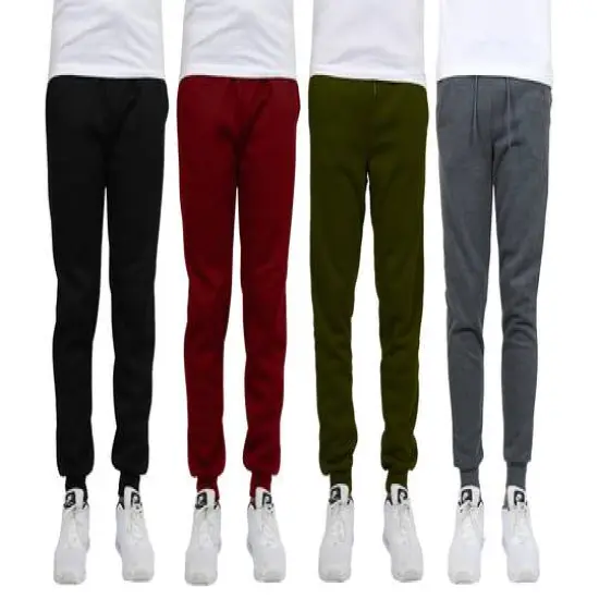 Galaxy by Harvic Men's Fleece-Lined Jogger Sweatpants 4 Pack Black/Olive/Burgundy/Charcoal {1}