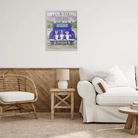 Stupell Industries Stars & Stripes Forever Americana Gnomes Framed Giclee Art Gray {3}