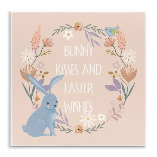 Stupell Industries Bunny Kisses Easter Wishes Wall Plaque Art {1}