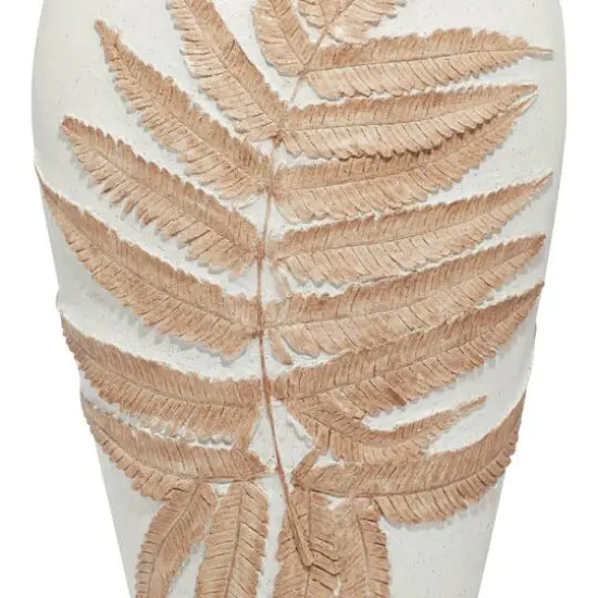 White Polystone Boho Style Vase, 18" x 10" x 6" {7}