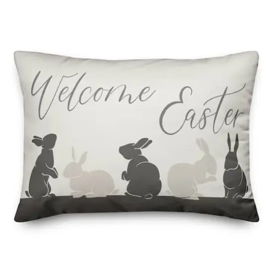 Welcome Easter Bunny Pillow 4 14" x 20" Throw Pillow {1}