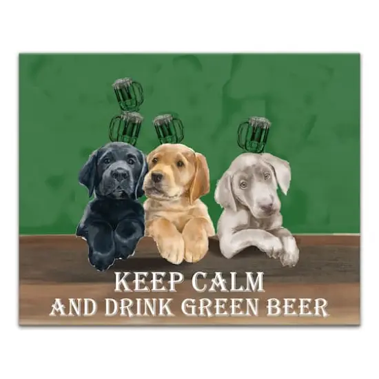 Keep Calm Drink Beer Dogs 20" x 16" Canvas Wall Art {1}