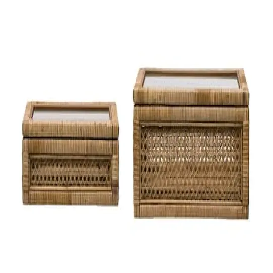 Hello Honey&reg; Cane & Rattan Display Box with Glass Lid Set {3}