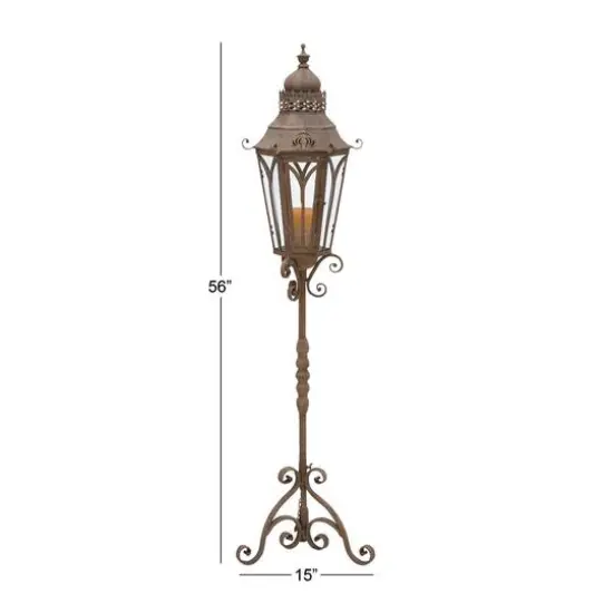 4.5ft. Brown Iron Rustic Candle Holder Lantern {9}