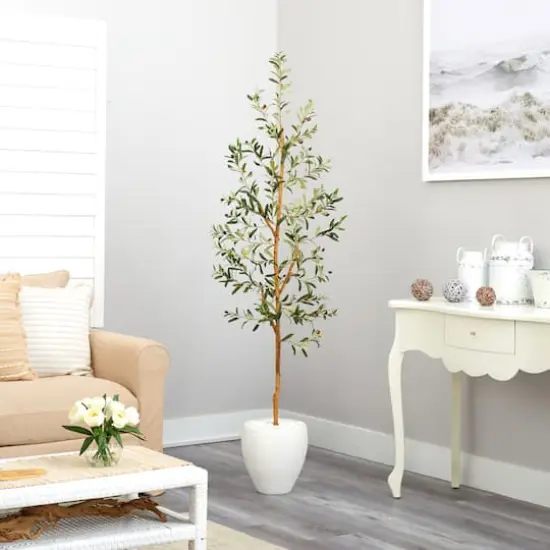 6ft. Olive Artificial Tree in White Planter {5}
