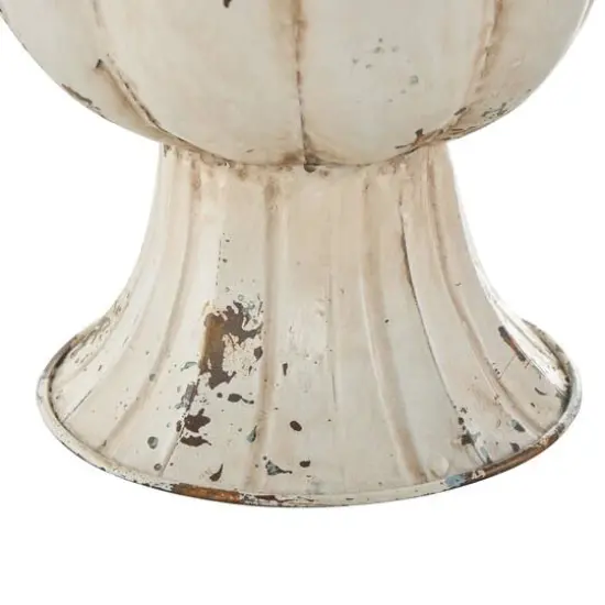 13.25" Distressed Cream Metal Tulip Vase {5}