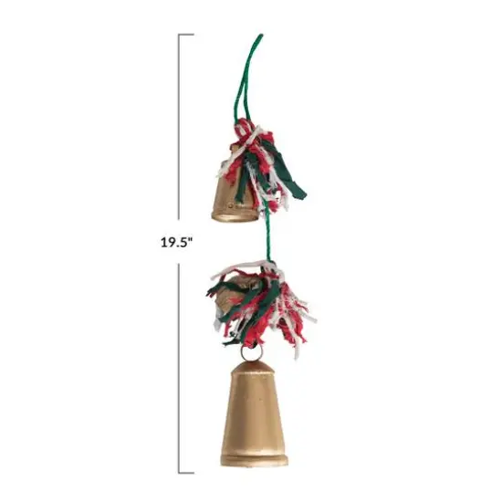 Hello Honey® 19" Hanging Metal Bells with Braided Cotton & Fabric Remnants Hanger {5}