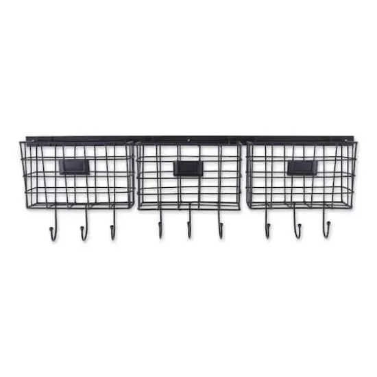 DII&reg; 30" Black Farmhouse Wire Wall Organizer with Hooks {1}