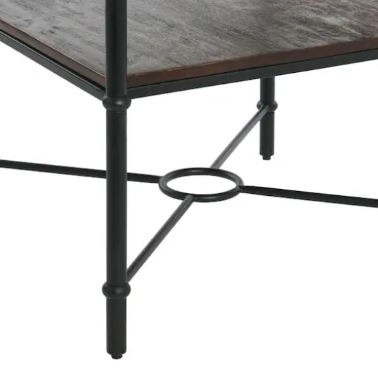 Hello Honey&reg; 24" Saratoga Rustic Wood & Metal End Table Dark Chestnut {5}