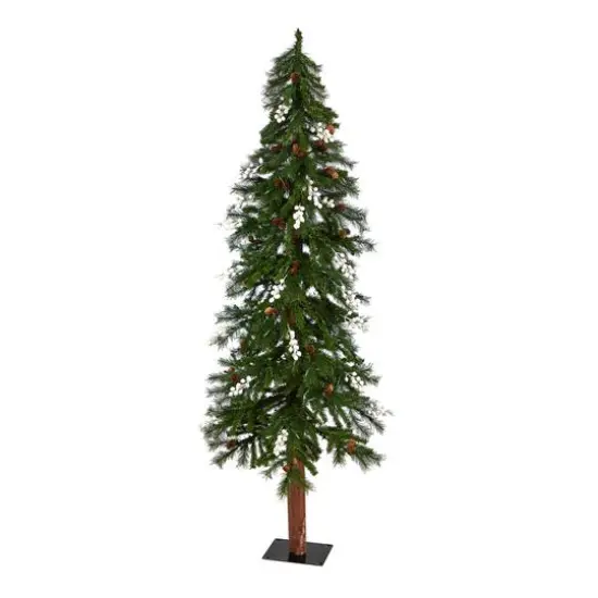 6ft. Pre-Lit Alpine Artificial Christmas Tree, Warm White LED Lights {4}