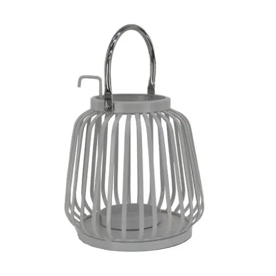 Glacier Gray Ribbed Candle Lantern {1}