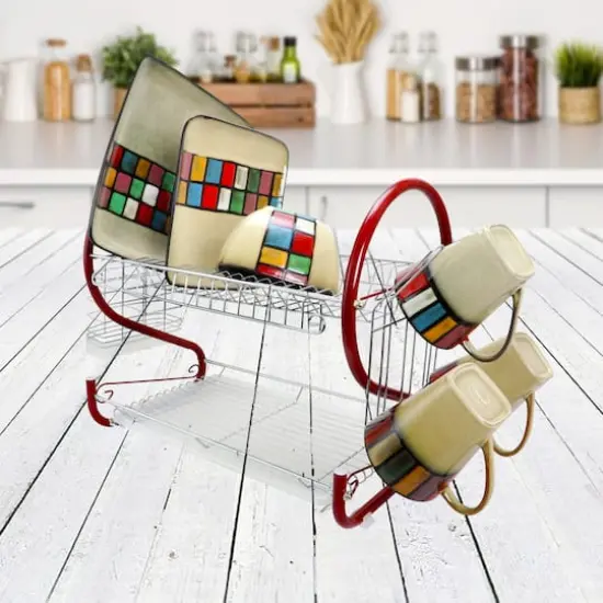 Better Chef Red 2-Tier 16" Chrome Plated Dish Rack {4}