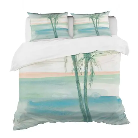 Designart Peaceful Dusk II Tropical Coastal Duvet Cover Set Multi {1}