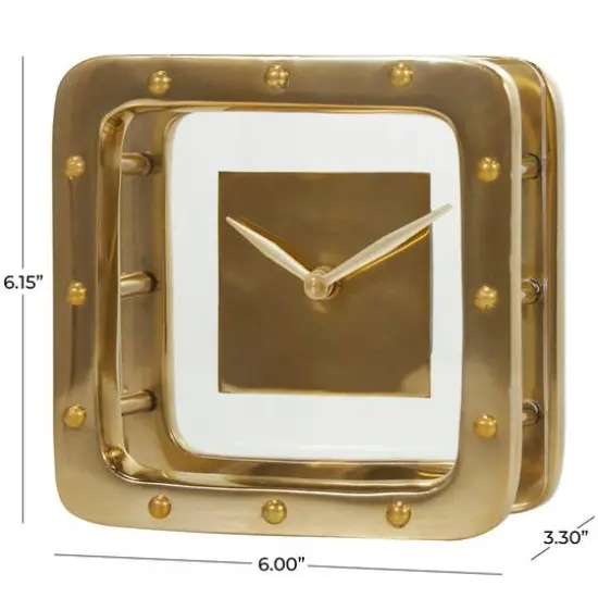 6" Gold Aluminum Geometric Floating Clock {11}