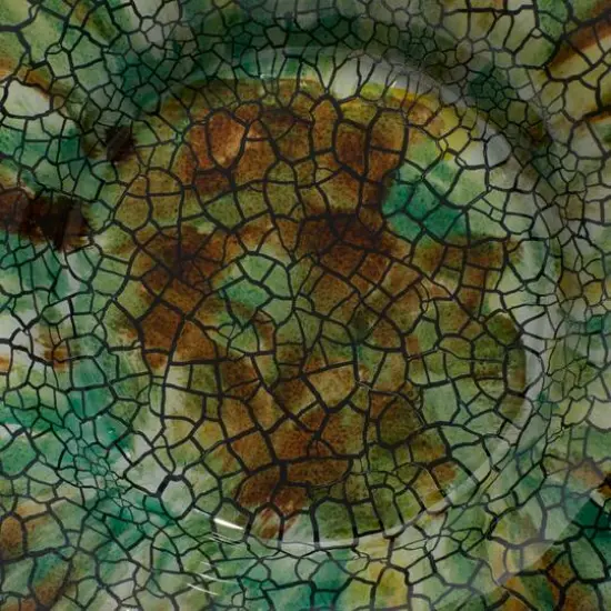 18" Green & Turquoise Glass Glam Decorative Plate with Stand {6}