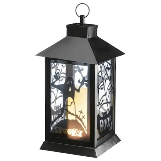 16" Black Halloween Ghost Lantern {1}