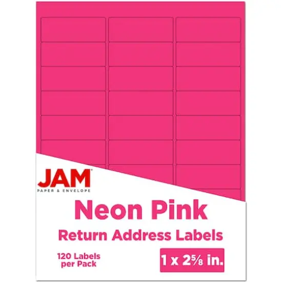 JAM Paper Standard Mailing Return Address Labels Neon Pink {1}