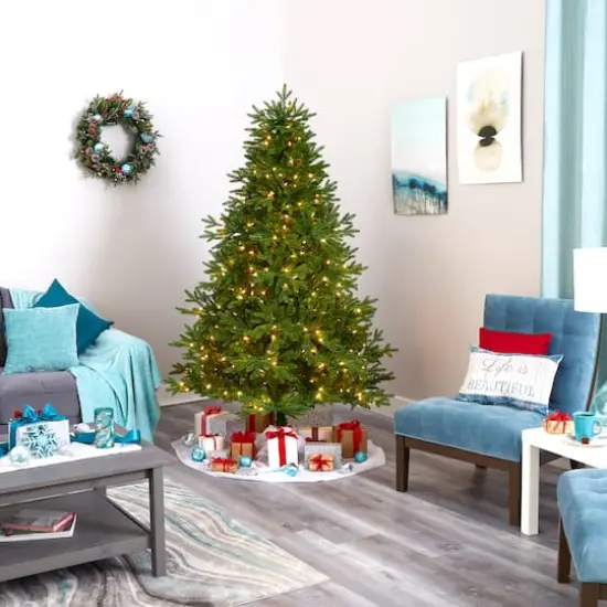 7ft. Pre-Lit Nova Scotia Fir Real Touch Artificial Christmas Tree, Warm White LED Lights {3}