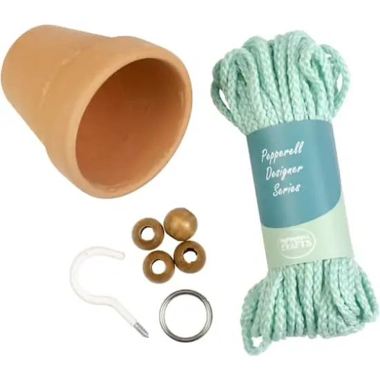 Pepperell Designer Mint Macram&eacute; Plant Hanger Kit {4}