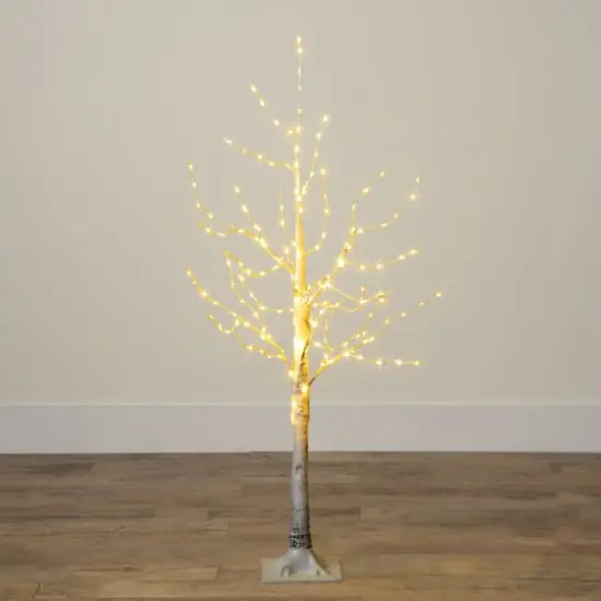 4ft. Pre-Lit White Birch Artificial Christmas Tree, Warm White LED Lights {9}