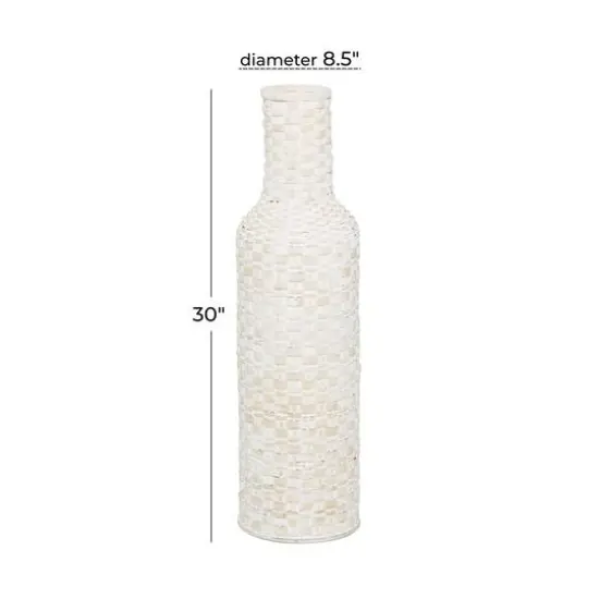 White Bamboo Tall Woven Floor Vase 9" x 9" x 30" {6}