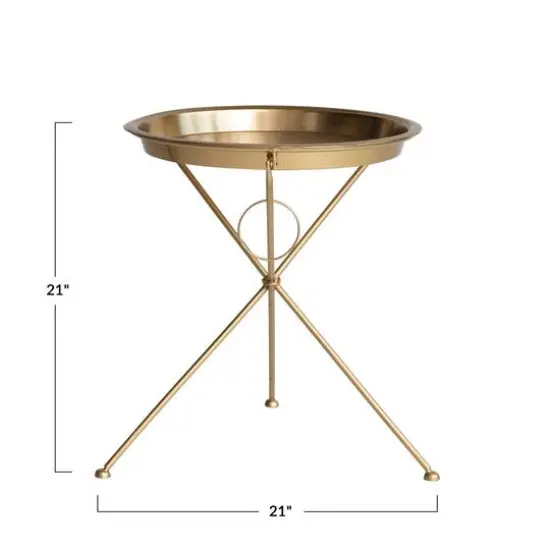 Hello Honey&reg; 21" Brass Finish Art Deco Metal Folding Tray Table {7}