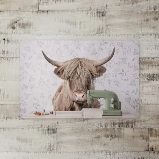 18" x 27" Highland Cow at Desk Sewing Floor Mat {3}