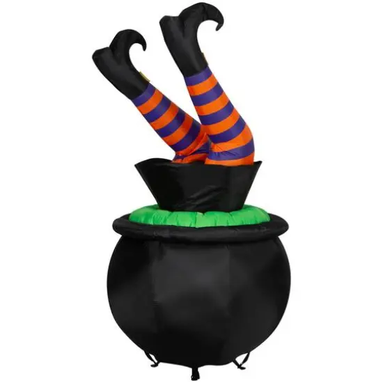 6ft. Airblown&reg; Inflatable Animated Halloween Inflatable Kicking Witch Legs in Cauldron {3}