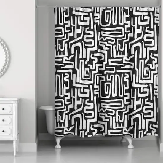 Woogly Shapes Shower Curtain Black {1}