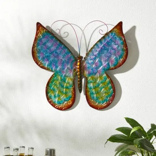 Glitzhome&reg; 20" Colorful Butterfly Metal Wall D&eacute;cor {6}