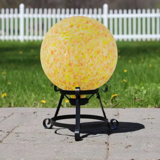 10" Orange and Yellow Speckled Glass Garden Gazing Ball {4}
