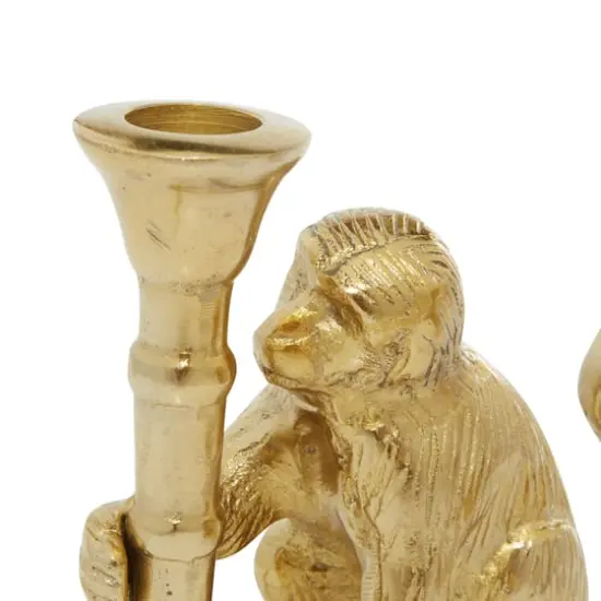 Set of 2 Gold Aluminum Glam Candle Holder, 3" x 5" {5}