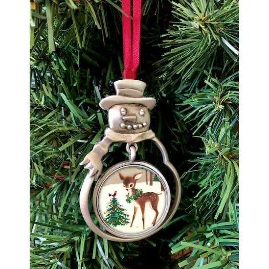 JFK Half Dollar Snowman Ornament With Colorized Reindeer Coin {3}