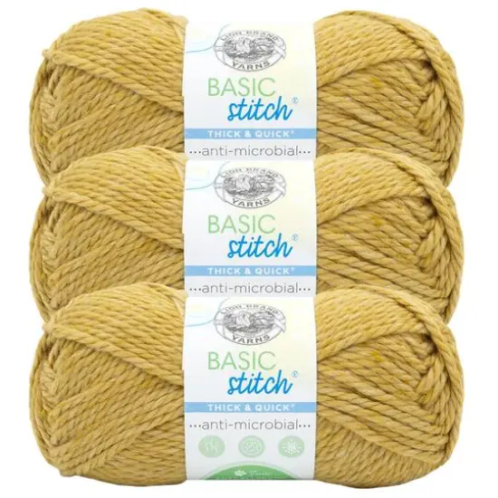 3 Pack Lion Brand&reg; Basic Stitch Antimicrobial Thick & Quick Yarn Maize {1}