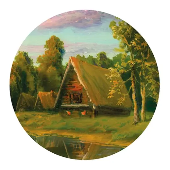 7" Lake & Cabin Round Canvas Painting Kit by Craft Smart&reg; {1}