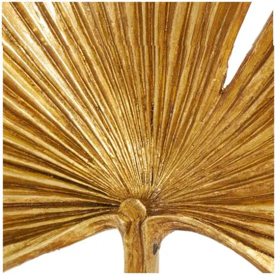 26" Gold Leaf Textured Metallic Palm Sculpture with Stand {6}