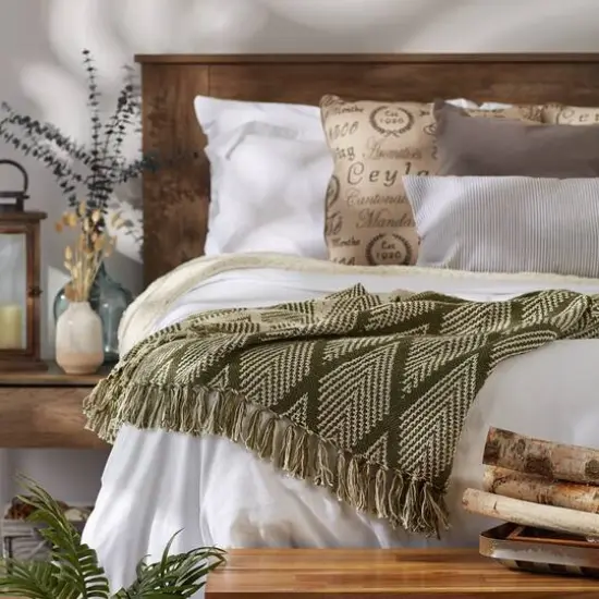 DII&reg; Olive Green Tone Multi Diamond Throw {7}