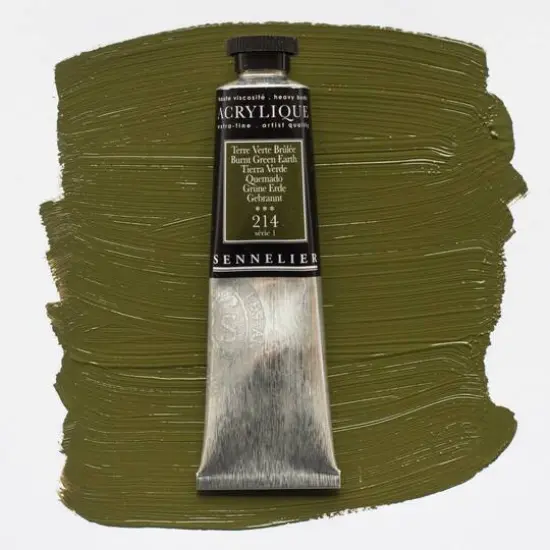Sennelier Extra Fine Artists' Acrylic Paint, 60mL 214 Burnt Green Earth {4}