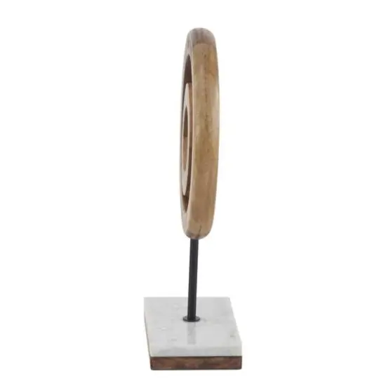 13" Brown Mango Wood Modern Abstract Sculpture {4}
