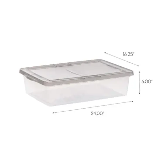 IRIS&reg; 28qt. Clear Snap Top Storage Box with Gray Lid {5}