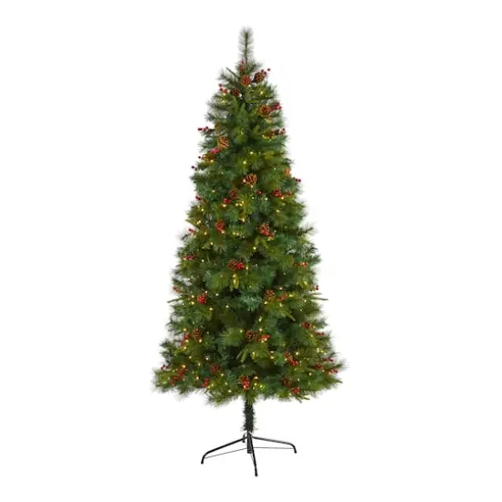 7ft. Pre-Lit Mixed Pine Artificial Christmas Tree, Clear LED Lights {1}