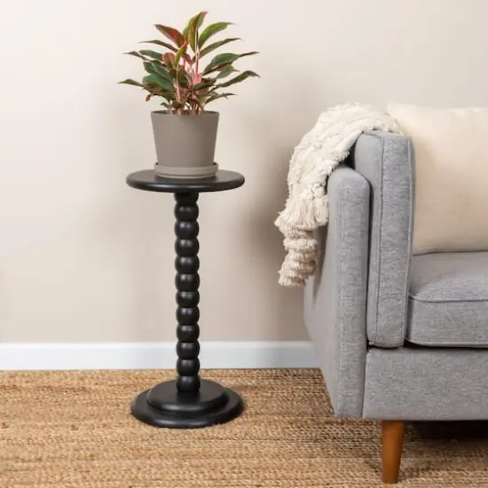Hello Honey&reg; 25" Stacked Pedestal Cocktail Side Table Black {3}
