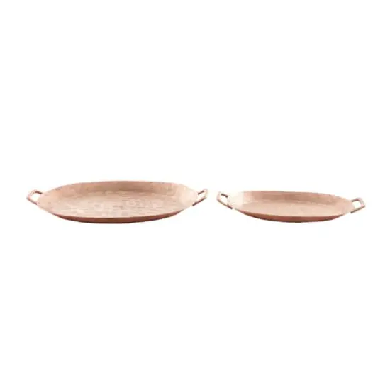 Set of 2" Bronze Aluminum Rustic Tray, 3" x 27" x 16" {6}