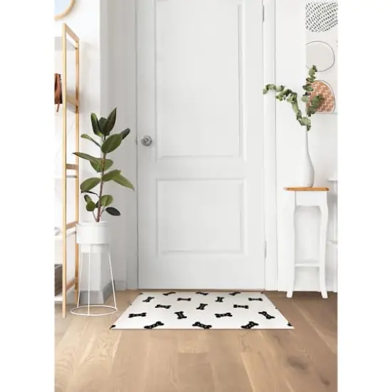 FloorPops Bones Black & White Washable Felt Floor Mat, 18" x 30" {3}