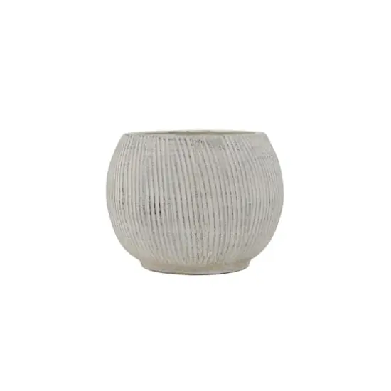 Hello Honey&reg; 5" Distressed Cream Fluted Texture Terra Cotta Planter {4}