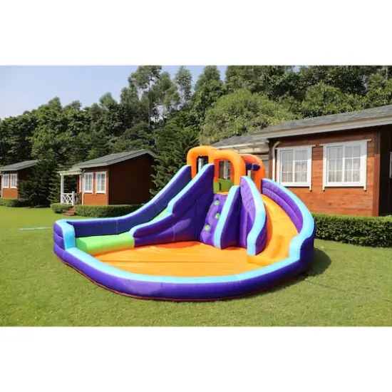 Salus Double Slide Water Park with Climbing Wall & Water Cannon {6}